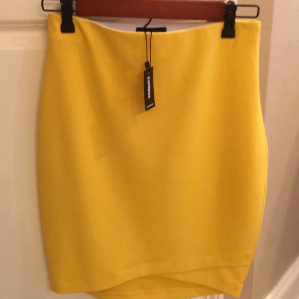Express Yellow Pencil Skirt